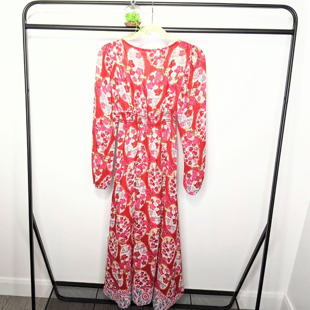 Chelsea & Violet Red Floral Puff Sleeve Maxi Dress - Picture 8 of 11